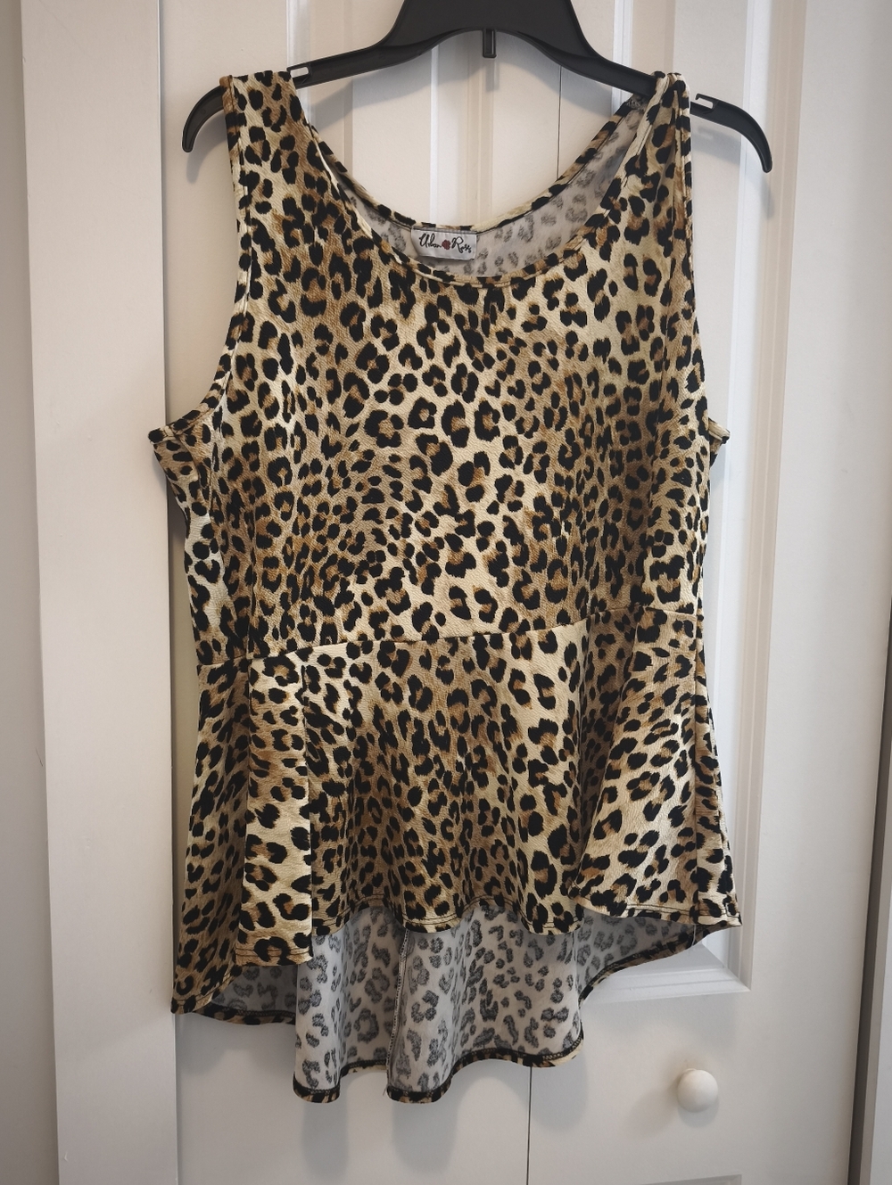 Leopard Print Sleeveless Peplum Tank Top - Neutral Leopard